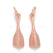 Rack Plating Real 18K Gold Plated Brass Pendants, with Jump Rings, Long-Lasting Plated, Lead Free & Cadmium Free, Arrow, Rose Gold, 19.5x6x5mm, Jump Ring: 6x0.5mm, 4.5mm Inner Diameter.(KK-E271-01RG)