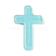 Cross Resin Cabochons, Cyan, 29x18x3mm(RESI-Q014-04A)