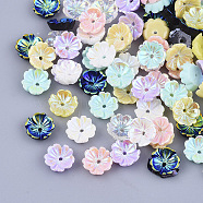 Opaque Resin Beads, AB Color Plated, 5-Petal, Flower, Mixed Color, 8x8x2.5mm, Hole: 1mm(X-RESI-T040-009)