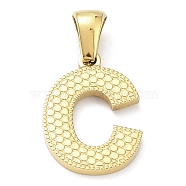 Ion Plating(IP) 316L Surgical Stainless Steel Pendants, Real 18K Gold Plated, Letter Charm, Textured, Letter C, 17x12.5x1.6mm, Hole: 3.5mm(STAS-Q247-01G-03)