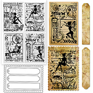 1Pc Rectangle Carbon Steel Cutting Dies Stencils, with 1 Sheet Angel Custom PVC Plastic Stamps, for DIY Scrapbooking, Photo Album, Decorative Embossing Paper Card, Mixed Shapes, Stencils: 155x109x0.8mm, Stamps: 29.7x21cm(DIY-GL0004-80)