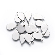 201 Stainless Steel Pendants, Stamping Blank Tag, Teardrop, Stainless Steel Color, 17.5x10x0.9mm, Hole: 1.2mm(STAS-L234-099P)