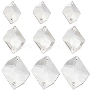 72Pcs 3 Style Irregular Rhombus Glass Sew On Rhinestone, Flat Back & Back Plated, Faceted, Crystal, 17~26x14~22x4.5~5.5mm, Hole: 0.8~1mm(GLAA-GO0001-14)