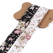 4 Yards 2 Colors Polyester Flower Printed Ribbon, for Gift Wrapping, Mixed Color, 1 inch(25mm), 2 yards/color(OCOR-A008-04)