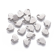 201 Stainless Steel Charms, Chain Extender Teardrop, Heart, Stainless Steel Color, 7x9x1.5mm, Hole: 2mm(STAS-L233-088P)