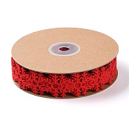 Christmas Snowflake Felt Lace Trim, Polyester Snowflake Trim Embellishment, for Christmas Party Decoration, Red, 1 inch(24mm), about 10.94 Yards(10m)/Roll(OCOR-D013-03B)