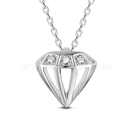 SHEGRACE Rhodium Plated 925 Sterling Silver Pendant Necklaces, with Grade AAA Cubic Zirconia, Diamond, Platinum, 21.26 inch(54cm)(JN836A)