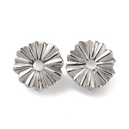 304 Stainless Steel Stud Earring Findings, Flower, with Vertical Loops, Stainless Steel Color, 19x18mm, Hole: 3.5mm, Pin: 0.8mm(STAS-P328-15P)