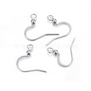304 Stainless Steel French Earring Hooks, Flat Earring Hooks, Ear Wire, with Horizontal Loop, Stainless Steel Color, 16x18.5x3mm, Hole: 2mm, 21 Gauge, Pin: 0.7mm(STAS-P210-18P)
