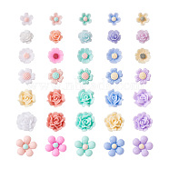 700Pcs 7 Styles Opaque Resin Cabochons, Flower, Mixed Color, Mixed Color, 6~13x6~13x3~6mm, 100pcs/style(CRES-CD0001-07)