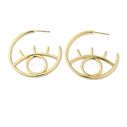 Rack Plating Brass Hollow Eye Stud Earrings, Lead Free & Cadmium Free, Real 18K Gold Plated, 39.5x2mm, Pin: 0.7mm(EJEW-F315-03G-02)