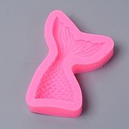 Food Grade Silicone Molds, Fondant Molds, For DIY Cake Decoration, Chocolate, Candy, UV Resin & Epoxy Resin Jewelry Making, Mermaid Tail, Pink, 107x70x17mm, Inner Diameter: 56x94mm(DIY-WH0224-32)