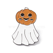 Pumpkin Ghost Enamel Pin, Halloween Alloy Badge for Backpack Clothes, Electrophoresis Black, Peru, 30x20x1.5mm, Pin: 1mm(JEWB-H008-01EB)