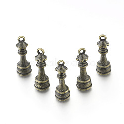 Alloy Chess Pendants, Queen Chess Pieces, Antique Bronze, 23x7.5mm, Hole: 1.5mm(X-PALLOY-H201-06AB)