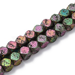 Electroplated Natural Lava Rock Beads Strands, Faceted, Cube, Rainbow Plated, 6~6.5x6~6.5x6~6.5mm, Hole: 1.2mm, about 62pcs/strand, 16.14''(41cm)(G-A256-C01-01A)