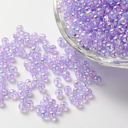 Eco-Friendly Transparent Acrylic Beads, Round, AB Color, Lilac, 6mm, Hole: 1.5mm(X-PL733-1)