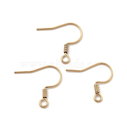 304 Stainless Steel Earring Hooks, Ear Wire, with Horizontal Loop, Real 18K Gold Plated, 17~18x18~20x2mm, Hole: 2mm, 21 Gauge, Pin: 0.7mm(STAS-P221-04G-01)