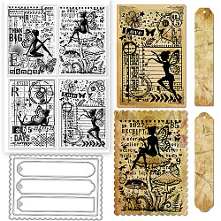 1Pc Rectangle Carbon Steel Cutting Dies Stencils, with 1 Sheet Angel Custom PVC Plastic Stamps, for DIY Scrapbooking, Photo Album, Decorative Embossing Paper Card, Mixed Shapes, Stencils: 155x109x0.8mm, Stamps: 29.7x21cm(DIY-GL0004-80)