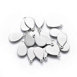 Tarnish Resistant 201 Stainless Steel Pendants, Stamping Blank Tag, Teardrop, Stainless Steel Color, 17.5x10x0.9mm, Hole: 1.2mm(STAS-L234-099P)