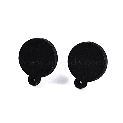 Poplar Wood Stud Earrings, with 316 Surgical Stainless Steel Pin, Dyed, Black, 17.5x14.5x3.5mm, Hole: 1.5mm, Pin: 0.5mm(WOOD-N016-13B)