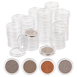 Plastic Flat Round Coin Boxes, Commemorative Coin Collection Supplies, Clear, 24.5x5.5mm, Inner Diameter: 20.5mm(KY-WH0036-170)