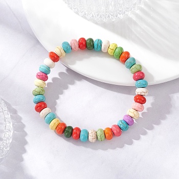 Synthetic Turquoise Rondelle Beads Stretch Bracelets for Men Women, Colorful, Inner Diameter: 2-1/2 inch(6.3cm)