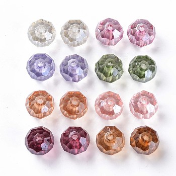 Transparent Acrylic Beads, Faceted, Football, Mixed Color, 14x13.5mm, Hole: 2mm, about 330pcs/500g