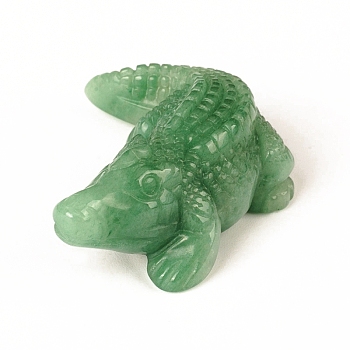 Natural Green Aventurine Display Decorations, Reiki Energy Stone Figurine, Crocodile, 51x37x17.5mm