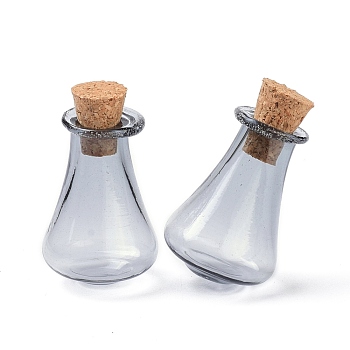 Glass Cork Bottles, Glass Empty Wishing Bottles, DIY Vials for Home Decorations, Silver, 17x27mm