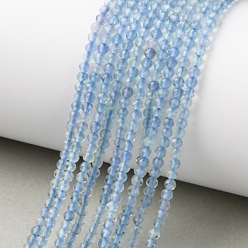 Natural Blue Fluorite Beads Strands, Round, Faceted, 2mm, Hole: 0.5mm, about 197pcs/strand, 15.51''(39.4cm)