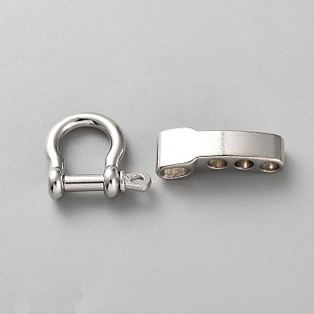 Alloy Shackle Clasps, Platinum, 27x26.5x9mm, Hole: 3mm, Inner Diameter: 13mm