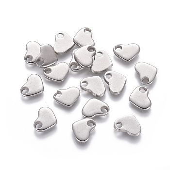201 Stainless Steel Charms, Chain Extender Teardrop, Heart, Stainless Steel Color, 7x9x1.5mm, Hole: 2mm