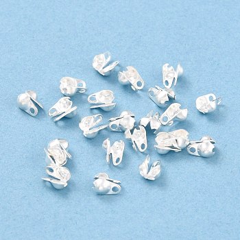 304 Stainless Steel Bead Tips, Calotte Ends, Clamshell Knot Cover, Silver, 5x3.5mm, Hole: 0.5mm