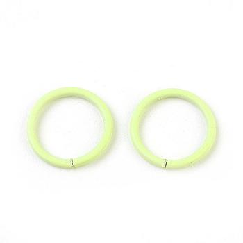 Iron Jump Rings, Open Jump Rings, Green Yellow, 18 Gauge, 10x1mm, Inner Diameter: 8mm