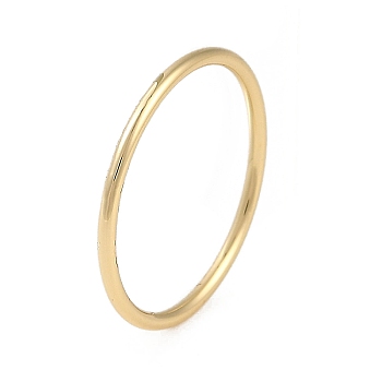 Brass Finger Rings for Women, Real 14K Gold Plated, Inner Diameter: 17mm, 1.2mm