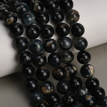 Natural Blue Tourmaline Beads Strands, Smooth Round, 10mm, Hole: 0.9mm, about 39pcs/strand, 15.16''(38.5cm)