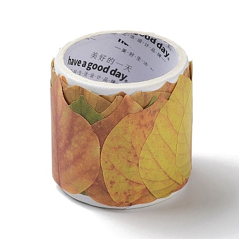 Paper Fallen Leaves Sticker Rolls, Thanksgiving Leaves Decals, for DIY Scrapbooking, Journal Diary Planner DIY Art Craft, Gold, 27~32x28~30x0.1mm, 50pcs/roll