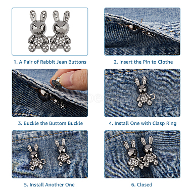 10Pcs 5 Colors Rabbit Shape Alloy Adjustable Jean Button Pins(AJEW-DC0001-17)-5