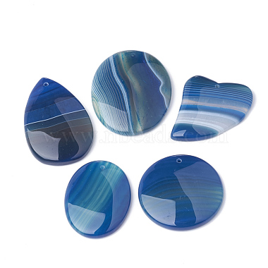 SteelBlue Mixed Shapes Banded Agate Pendants