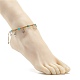 Bracelet de cheville en perles synthétiques turquoise tressées(AJEW-AN00483)-3