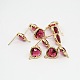 Real 18K Gold Plated Tone Brass Glass Stud Earring Findings(X-GLAA-J023-07G)-1