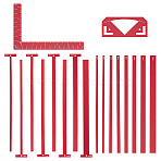 1 Set Acrylic Binding Tools Set, include Rule & Corner Miter & Eyelet Guide Tool, Red, 15.3~250x5~45x3mm, 17pcs/set(OACR-UN0001-11)