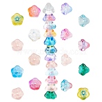 24Pcs 12 Colors Transparent Czech Glass Beads, Flower, Mixed Color, 8x10mm, Hole: 2mm(GLAA-SC0001-53)