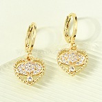 Heart Brass Micro Pave Clear Cubic Zirconia Hoop Earrings, Cadmium Free & Lead Free, Long-Lasting Plated, Rack Plating, Real 18K Gold Plated, 25.5x11.5mm(EJEW-Z162-02G)