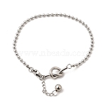 304 Stainless Steel Ball Chain Bracelets for Women, Knot, Stainless Steel Color, 7.17 inch(18.2cm)(BJEW-D407-04P)