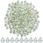 2 Strands Transparent Electroplate Glass Beads Strands, Faceted, Full Rainbow Plated, Teardrop, Medium Aquamarine, 8x6~6.5mm, Hole: 0.8mm, about 90~92pcs/strand, 40~41cm(EGLA-SP0001-24A)
