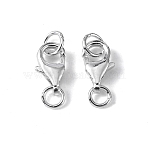 925 Sterling Silver Lobster Claw Clasps, with Jump Rings, Silver, 11x7x4mm, Hole: 3mm and 4mm(STER-I010-11mm)