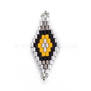 MIYUKI & TOHO Handmade Japanese Seed Beads Links, Loom Pattern, Rhombus, Colorful, 31.4~33x12.7~13.4x1.6~1.7mm, Hole: 1~1.4mm(SEED-E004-F20)