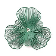 Spray Printed 430 Stainless Steel Bead Caps, Flower, Sea Green, 45x48x5~7mm, Hole: 0.9mm(STAS-P359-03F)