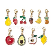 Fruit Alloy Enamel Pendant Decoration, Lobster Clasp Charms for Bag, Key Chain Ornaments, Mixed Color, 28~34mm, 10pcs/set(HJEW-JM02003)